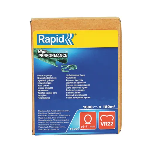 Zszywki zaciskowe do ogrodzenia Rapid VR22, zielone - opakowanie 1600 szt.