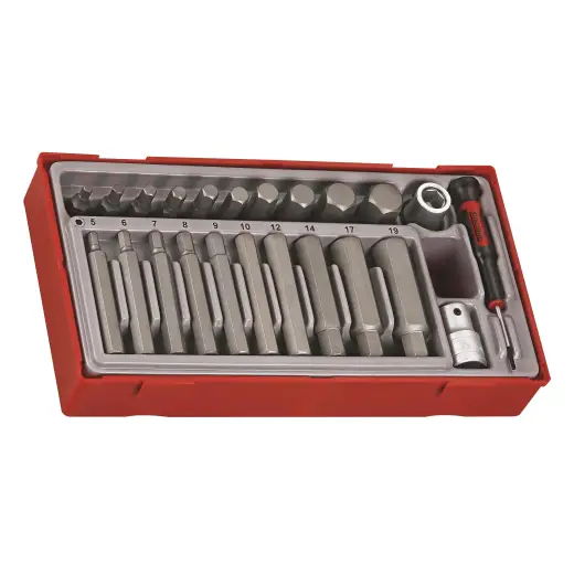 Nasadki trzpieniowe z grotami sześciokątnych, w zestawie. Z chwytem ??". Teng Tools TTHEX3