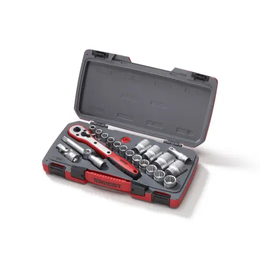 21-elementowy zestaw narzędzi nasadowych z chwytem kwadratowym 1/2" Teng Tools T1221