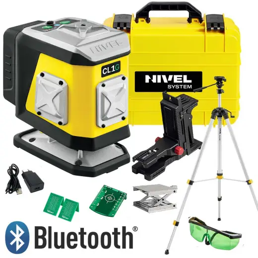 Laser 1-płaszczyznowy krzyżowy zielony Nivel System CL1G + statyw SJJM1EX