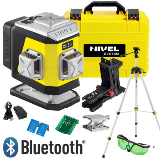 Laser 3-płaszczyznowy krzyżowy niebieski Nivel System CL3B + statyw SJJM1EX