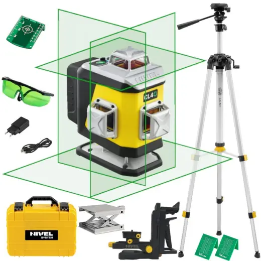 Laser 4-płaszczyznowy krzyżowy zielony Nivel System CL4G + statyw SJJM1EX
