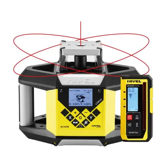 Laser rotacyjny niwelator czerwony Nivel System NL340R + statyw SJJ32 + łata LS24