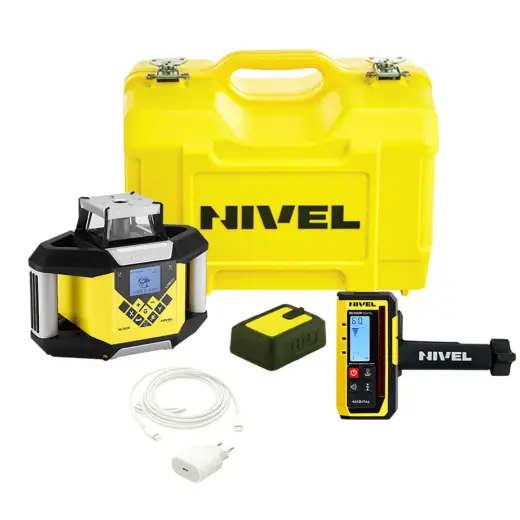 Laser rotacyjny niwelator czerwony Nivel System NL340R + statyw SJJ32 + łata LS24