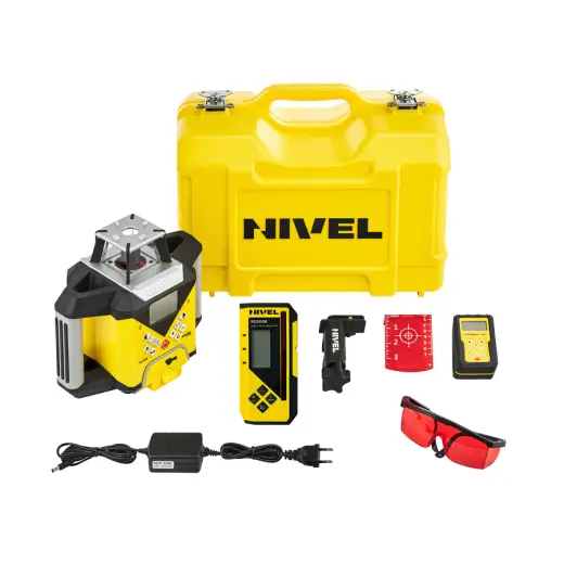 Laser rotacyjny niwelator czerwony Nivel System NL740R DIGITAL+ statyw SJJ1 + łata laserowa LS24