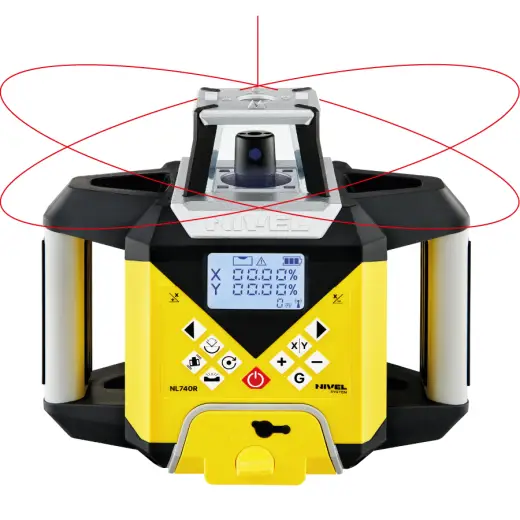 Laser rotacyjny niwelator czerwony Nivel System NL740R DIGITAL+ statyw SJJ1 + łata laserowa LS24