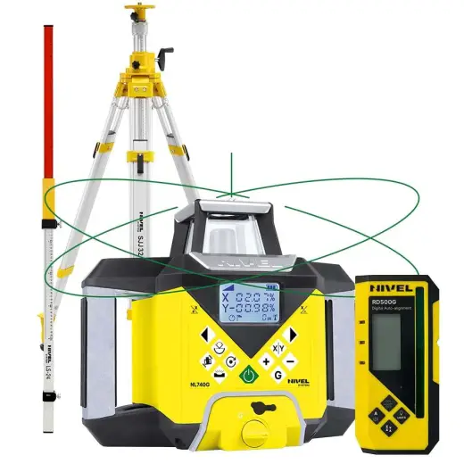 Laser rotacyjny niwelator zielony Nivel System NL740G DIGITAL + statyw SJJ32 + łata laserowa LS24