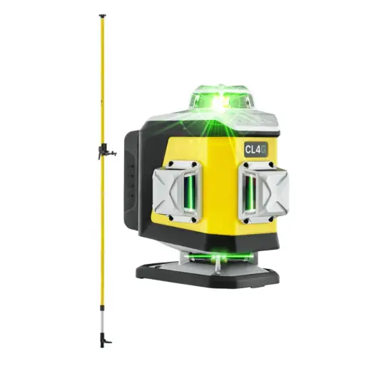 Laser 4-płaszczyznowy krzyżowy zielony Nivel System CL4G + tyczka LP36
