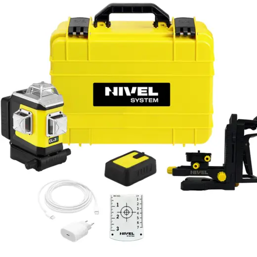 Laser 3-płaszczyznowy krzyżowy zielony z funkcją precyzyjnego ustawiania kierunku wiązki Nivel System CLx3G Laser 3-płaszczyznowy krzyżowy zielony z funkcją precyzyjnego ustawiania kierunku wiązki Nivel System CLx3G