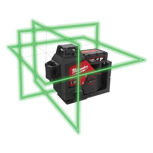 Laser zielony 3-płaszczyznowy 360° z akcesoriami - M12 3PLKIT-401P