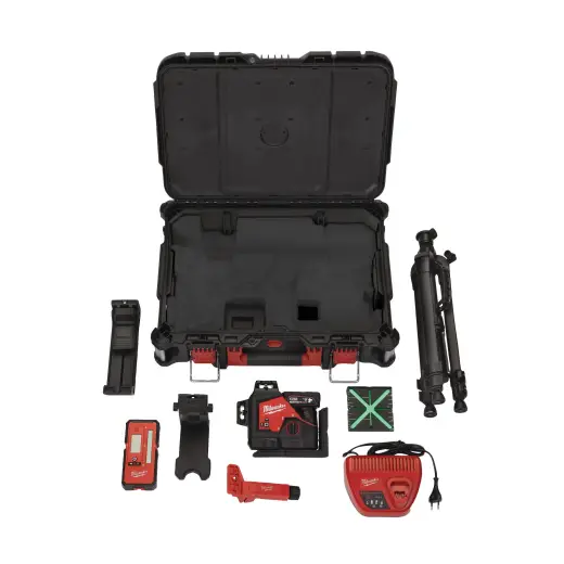 Laser zielony 3-płaszczyznowy 360° z akcesoriami - M12 3PLKIT-401P