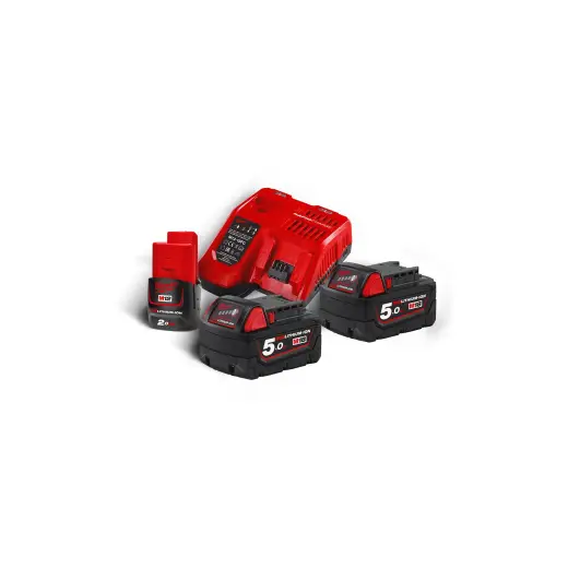 Zestaw 2x aku M18 5.0 Ah + aku M12 2.0 Ah + ładowarka | 4933459217 M18 NRG-502 Milwaukee