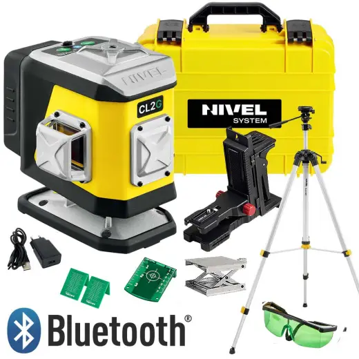 Laser 2-płaszczyznowy krzyżowy zielony Nivel System CL2G + statyw SJJM1EX