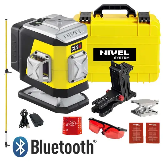 Laser 2-płaszczyznowy krzyżowy czerwony Nivel System CL2R + tyczka LP36