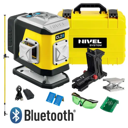 Laser płaszczyznowy krzyżowy niebieski Nivel System CL2B + tyczka LP36