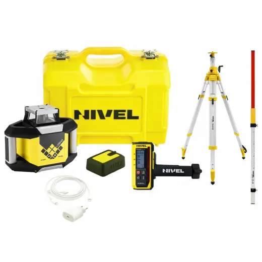 Laser rotacyjny niwelator czerwony Nivel System NL320R DIGITAL + statyw SJJ32 + łata laserowa LS24